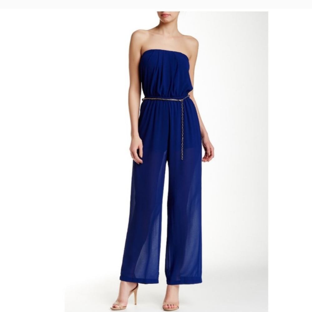 Irís Royal Blue strapless jumpsuit